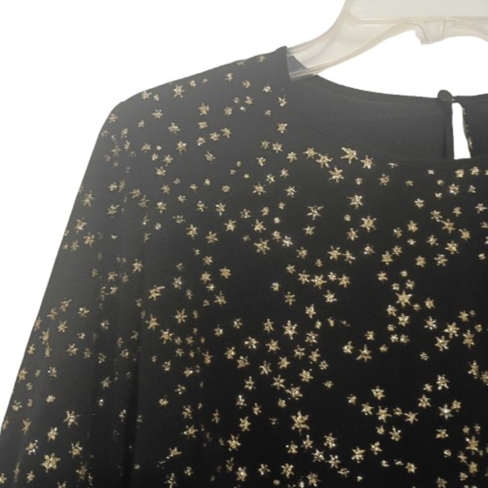 Star Print Bell Sleeve Michael Kors Glitter Blouse Medium Fairy Nwot Whimsigoth